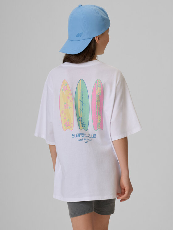 4F 4F T-Shirt SUMMER SPLASH Biały Loose Fit