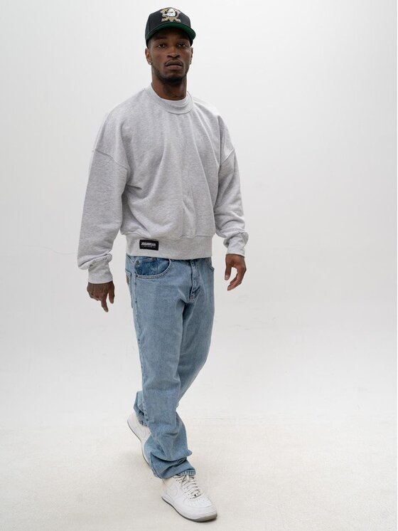 Jigga Wear Jigga Wear Bluza Bluza Bez Kaptura Oversize Męska Szara Jigga Wear Smart XXL Szary Oversize