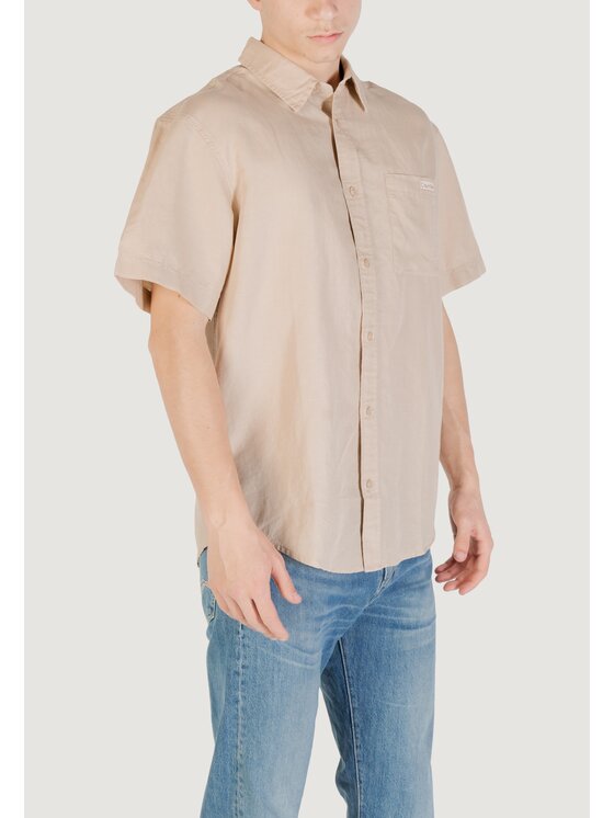 Calvin Klein Jeans Calvin Klein Jeans Πουκάμισο LINEN COTTON S/S Μπεζ To Fit