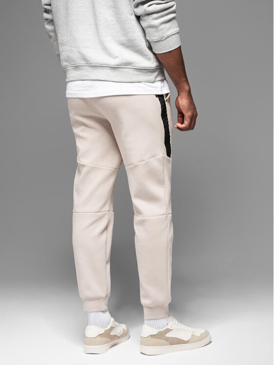 Ombre Ombre Spodnie dresowe OM-PASK-0226 Beżowy Regular Fit