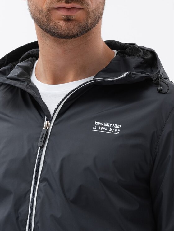Ombre Ombre Kurtka przejściowa OM-JANP-0110 Czarny Regular Fit