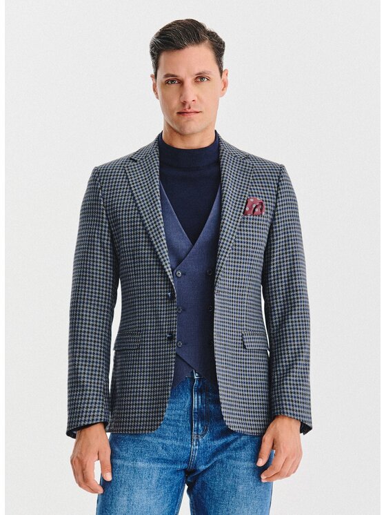 Pako Lorente Pako Lorente Marynarka P25WF-3X-032 Granatowy Slim Fit