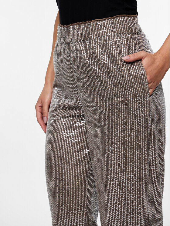 YAS YAS Spodnie materiałowe 26032755 Srebrny Regular Fit