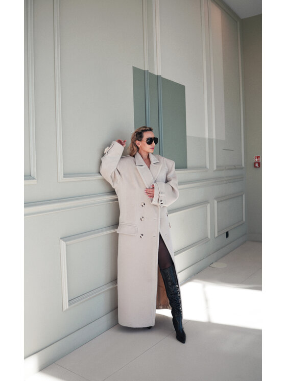 Magda Matyja Magda Matyja Płaszcz zimowy FLAVIA COAT Beżowy Straight Fit