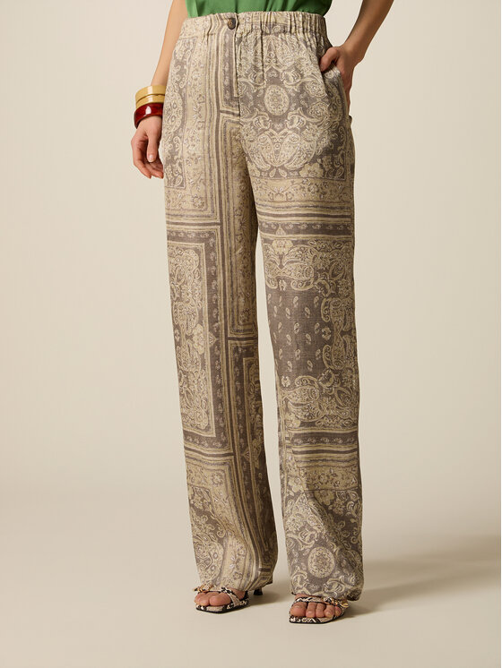 Oltre Oltre Pantaloni di tessuto P015J002472N0R2 Crema Baggy Fit