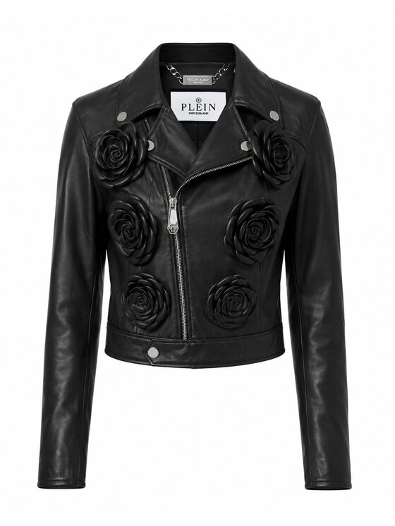 PHILIPP PLEIN PHILIPP PLEIN Kurtka skórzana 31133 Czarny Slim Fit