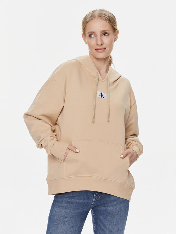 Calvin Klein Jeans Mikina J20J222539 Béžová Oversize