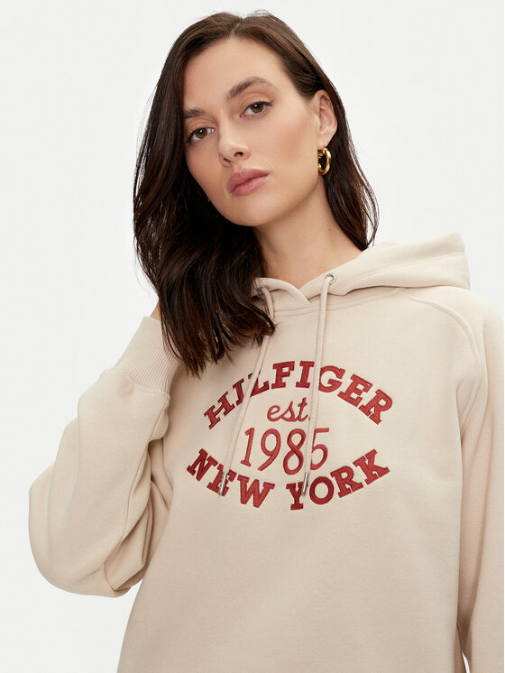 Tommy Hilfiger Tommy Hilfiger Majica dugih rukava Varsity WW0WW42098 Bež Regular Fit