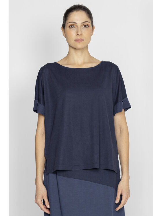 Deni Cler Milano Deni Cler Milano T-Shirt T-DC-T211-E2-20-58-1 Granatowy