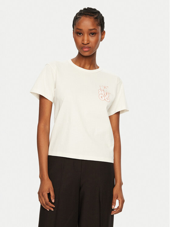 HUGO HUGO T-krekls Destrel_1 50534246 Écru Regular Fit