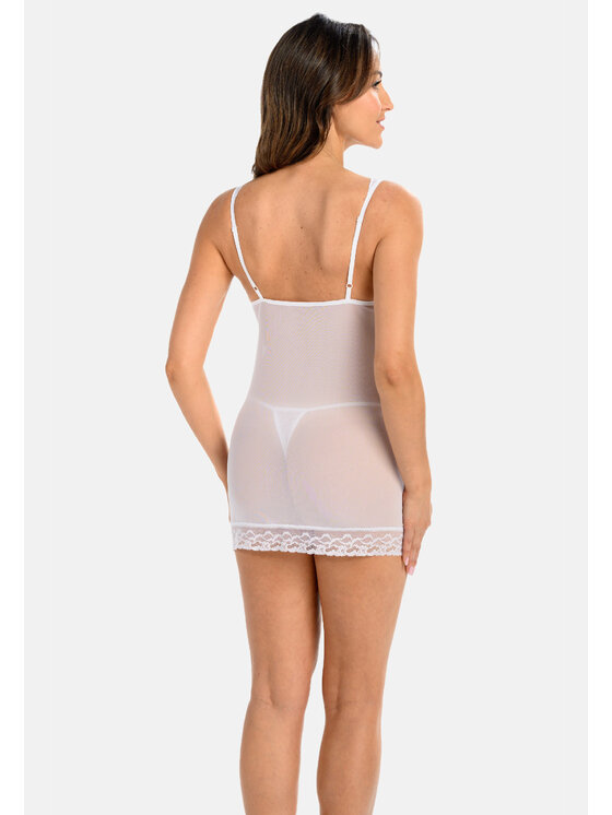 Teyli Teyli Koszula nocna siateczkowa Herty Biały Slim Fit