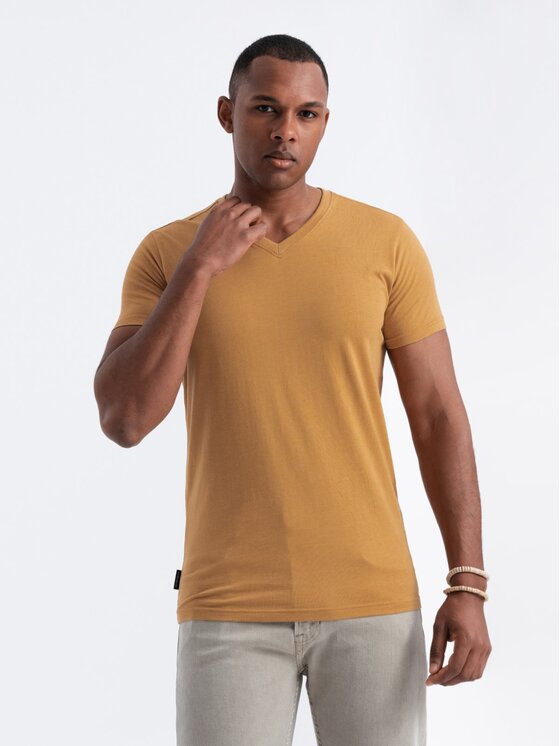 Ombre Ombre T-Shirt OM-TSBS-0145 Žlutá Regular Fit