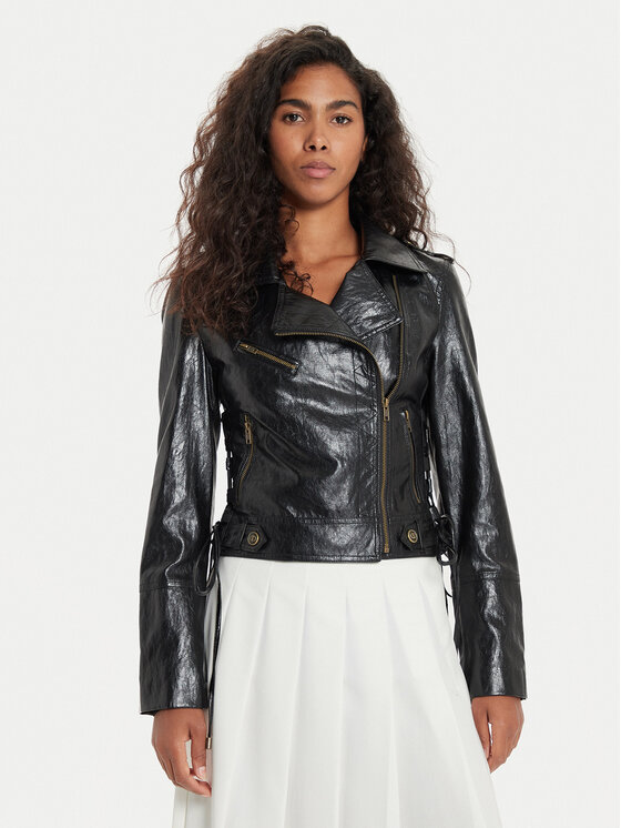 TWINSET TWINSET Яке от имитация на кожа 241TP2300 Черен Slim Fit