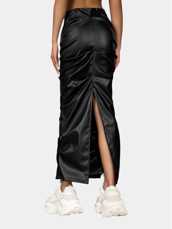 MADE BY SOCIETY MADE BY SOCIETY Spódnica maxi STATIC HORIZON Skirt - F27228 Czarny Basic Fit