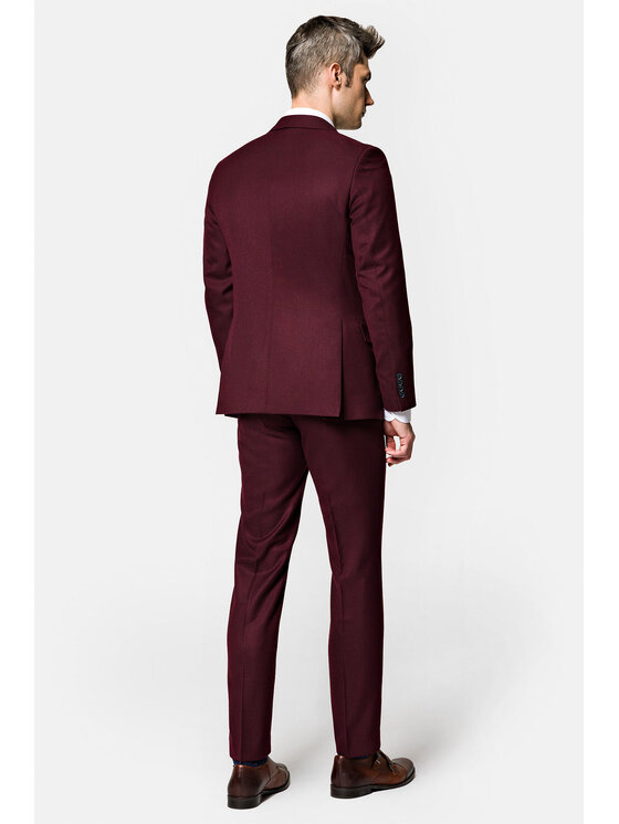 Lancerto Lancerto Garnitur Preston GA073222000003 Bordowy Slim Fit