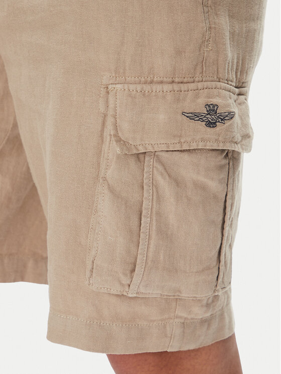 Aeronautica Militare Aeronautica Militare Šortky z materiálu 251BE254CT3508 Béžová Regular Fit