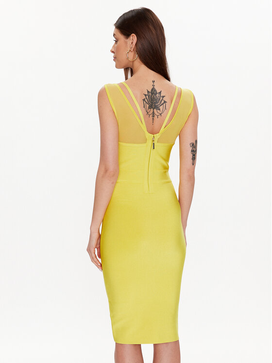 Marciano Guess Marciano Guess Koktel haljina Itzel 3GGK04 5036Z Žuta Slim Fit