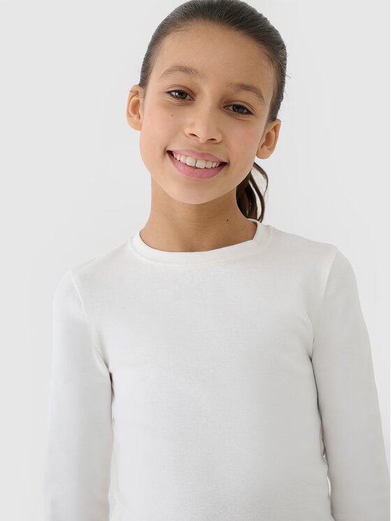 4F 4F Longsleeve 4FJWSS25TLONF430-11S Bianco Slim Fit