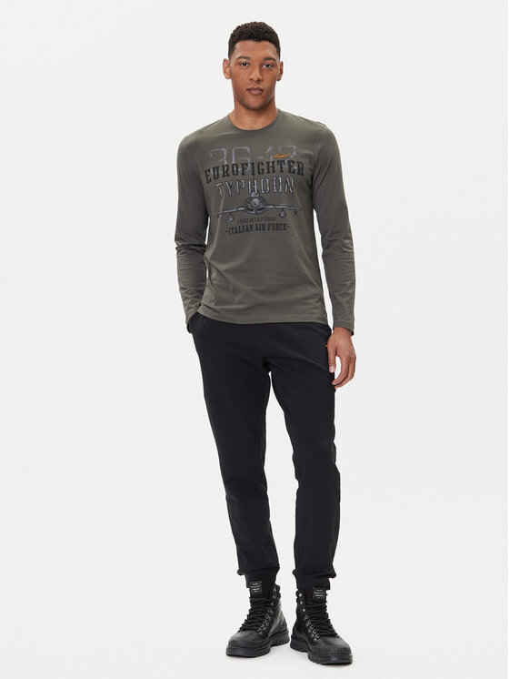 Aeronautica Militare Aeronautica Militare Majica z dolgimi rokavi 252TS2477UJ00641 Siva Regular Fit