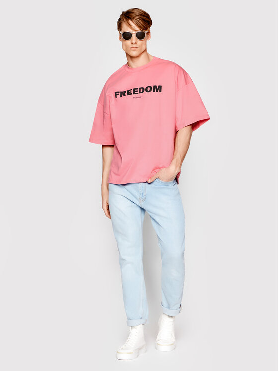 Americanos Americanos T-krekls Unisex Brooklyn Heavy Jersey Rozā Oversize