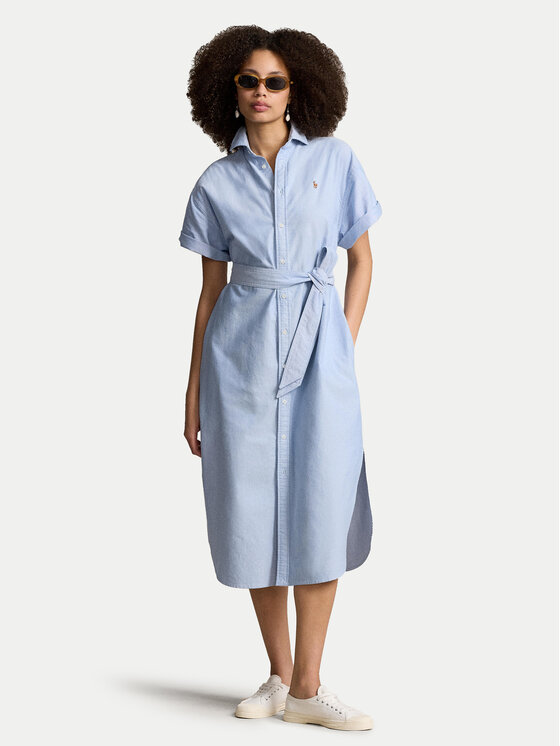 Polo Ralph Lauren Košeľové šaty 211935153002 Modrá Regular Fit