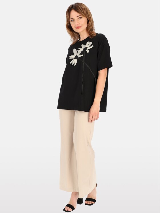 Perso Perso T-Shirt TCE240012F Czarny Regular Fit
