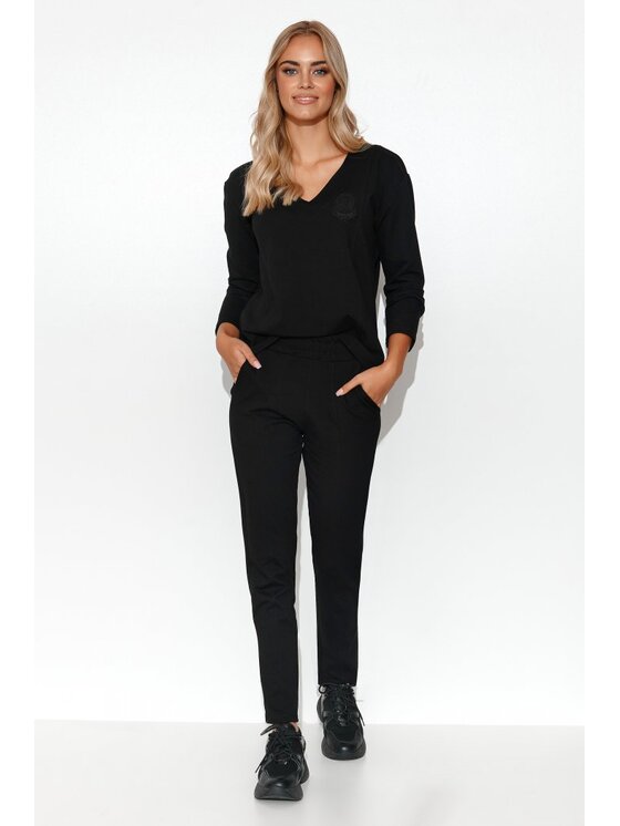 Makadamia Makadamia Dres M782 Czarny Comfortable Fit