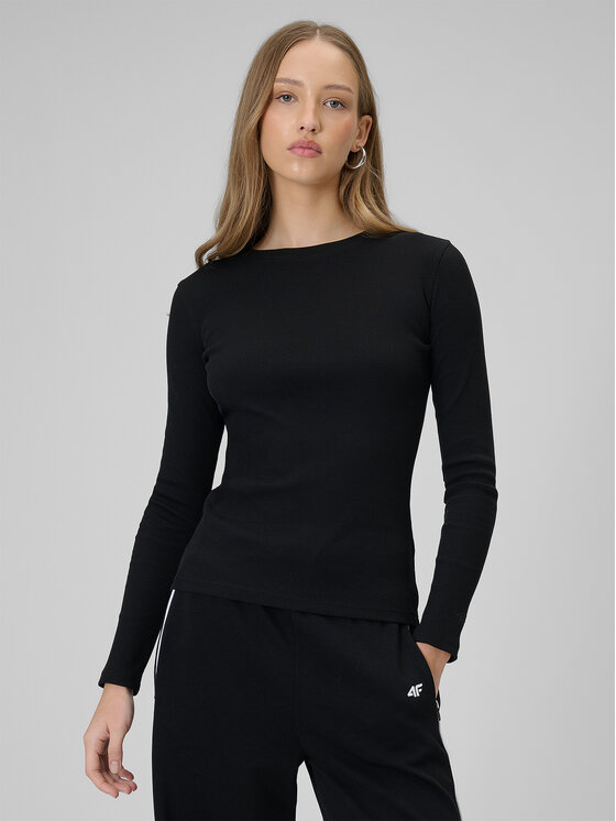 4F 4F Bluzka BASIC+ Czarny Slim Fit