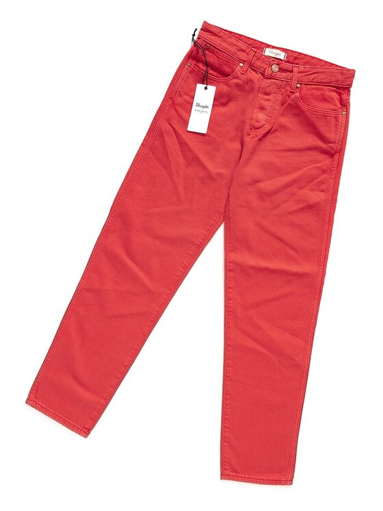 Wrangler Wrangler Spodnie materiałowe CROPPED STRAIGHT Czerwony Regular Fit