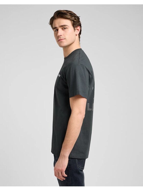 Lee Lee T-Shirt SS RELAXED GRAPHIC TEE Szary Relaxed Fit