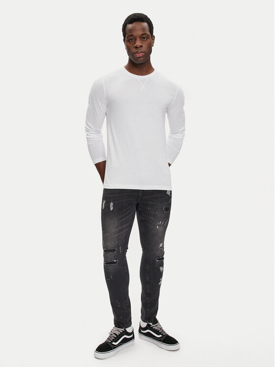 Brave Soul Brave Soul Majica dugih rukava MLT-69PRAGUEM Bijela Regular Fit