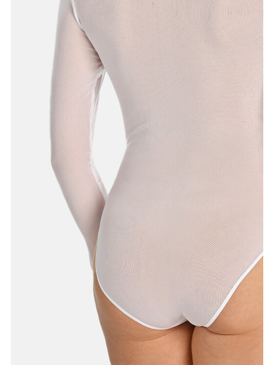 Teyli Teyli Body z transparentnej siateczki z półgolfem Amy Biały Regular Fit