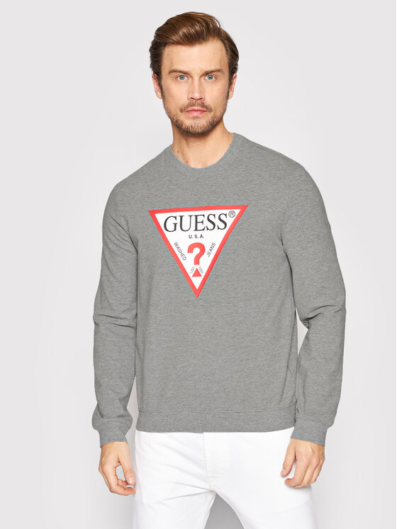 Guess Jeans Felpa Uomo M1RQ37 K6ZS1, Girocollo In Misto Cotone Organico, Slim, Felpata, Nero