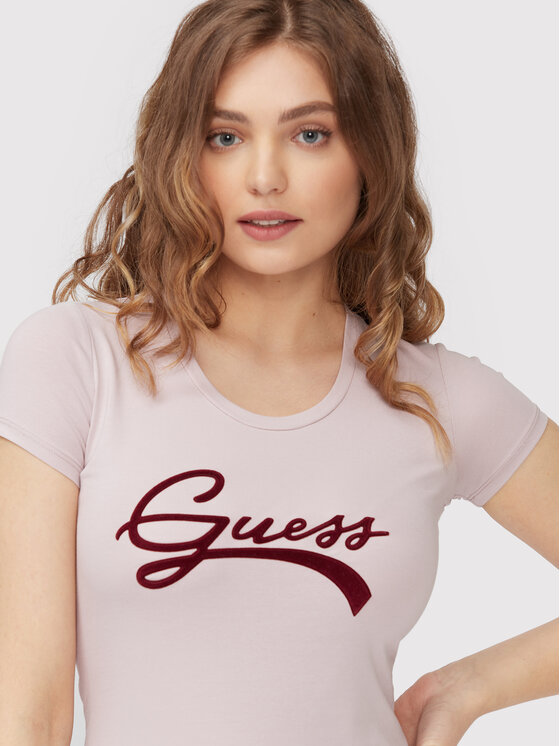Guess T-Shirt W2BI66 J1311 Fioletowy Regular Fit | Modivo.pl