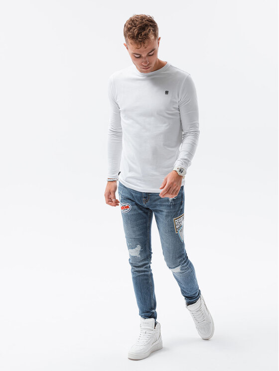 Ombre Ombre Longsleeve OM-LSCL-0102 Biały Regular Fit