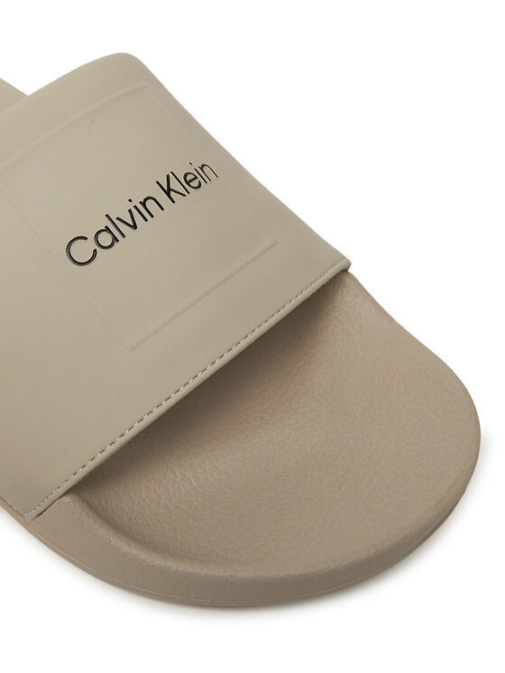 Calvin Klein Calvin Klein Şlapi Pool Slide W/ Ck Square HM0HM01754 Écru