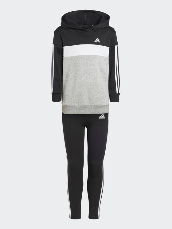 adidas Set bluză și leggings Tiberio 3-Stripes Colorblock Fleece IJ6327 Negru Slim Fit