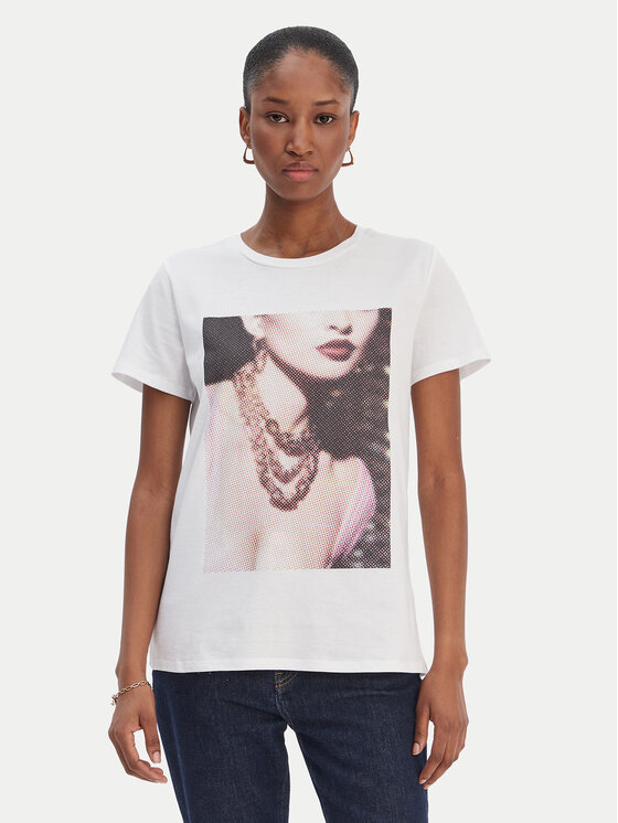 Guess Guess T-krekls W6RI57 K9RM1 Balts Classic Fit