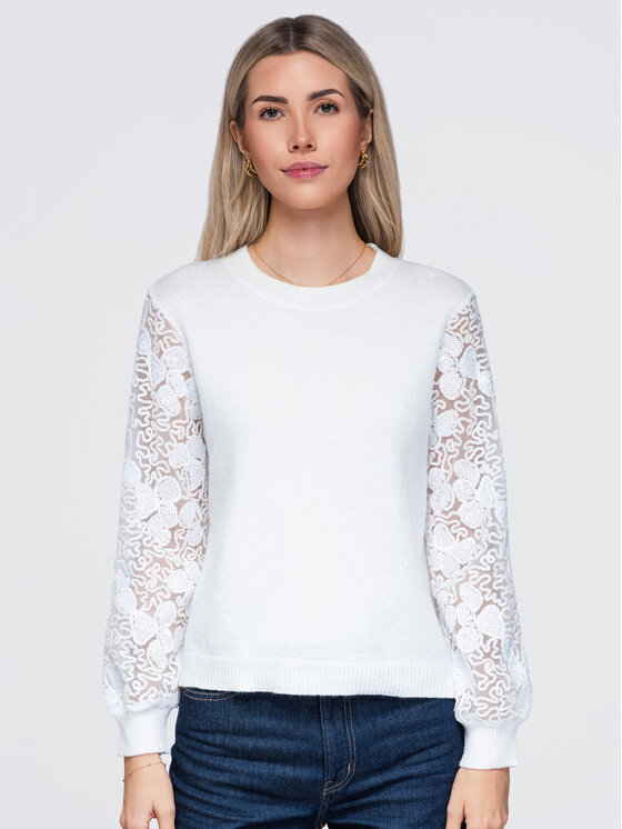 Ombre Ombre Svetr OW-SW-E0033 Bílá Regular Fit