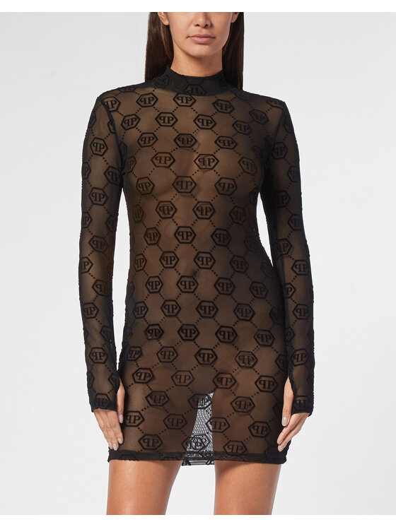 PHILIPP PLEIN PHILIPP PLEIN Sukienka wieczorowa 11633 Czarny Fitted Fit