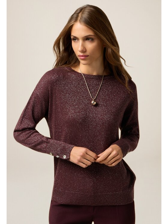 Oltre Oltre Sweter M307J005045N036 Bordowy Regular Fit