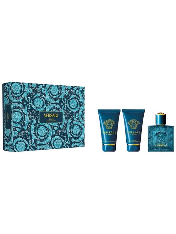 Zestaw zapachowy Versace, Versace Eros zestaw woda toaletowa spray 50ml + żel pod prysznic 50ml + balsam po goleniu 50ml
