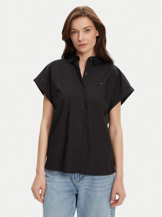 Tommy Hilfiger Tommy Hilfiger Cămașă WW0WW45897 Negru Relaxed Fit