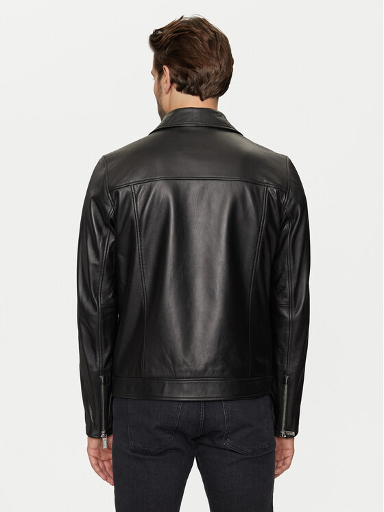 KARL LAGERFELD KARL LAGERFELD Kožená bunda 555021 544421 Čierna Regular Fit