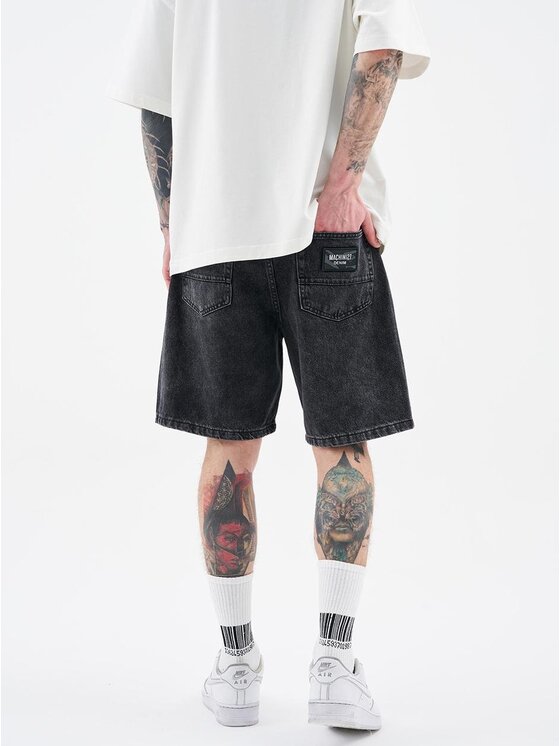 MyStars MyStars Szorty jeansowe Krótkie Spodenki Jeansowe Z Uszkodzeniami Męskie Ciemne Szare MyStars Black Basic 29 Czarny Loose Fit