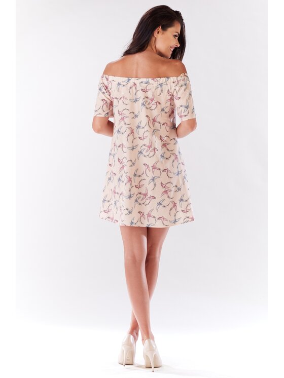 Awama Awama Sukienka letnia A175 Różowy Basic Fit