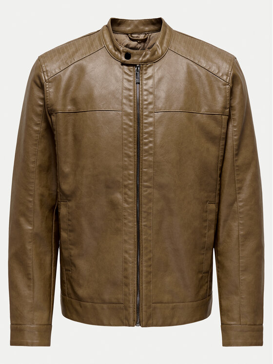 Only & Sons Only & Sons Jakna iz umetnega usnja Mike 22012339 Rjava Regular Fit