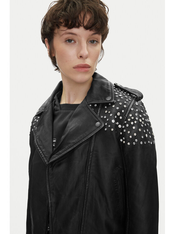 Pepe Jeans Pepe Jeans Kožená bunda Fantasy PL402523 Černá Regular Fit