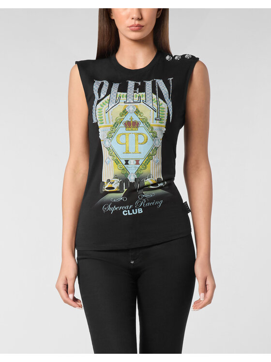 PHILIPP PLEIN PHILIPP PLEIN Tank top 24887 Czarny Skin Tight Fit