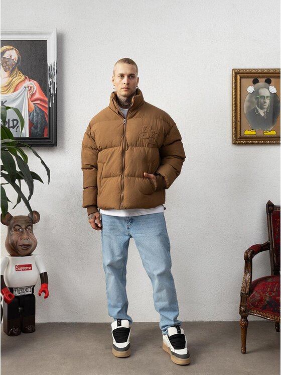 Jigga Wear Jigga Wear Kurtka puchowa Kurtka Puchowa Męska Brązowa Jigga Wear Star XXL Brązowy Regular Fit